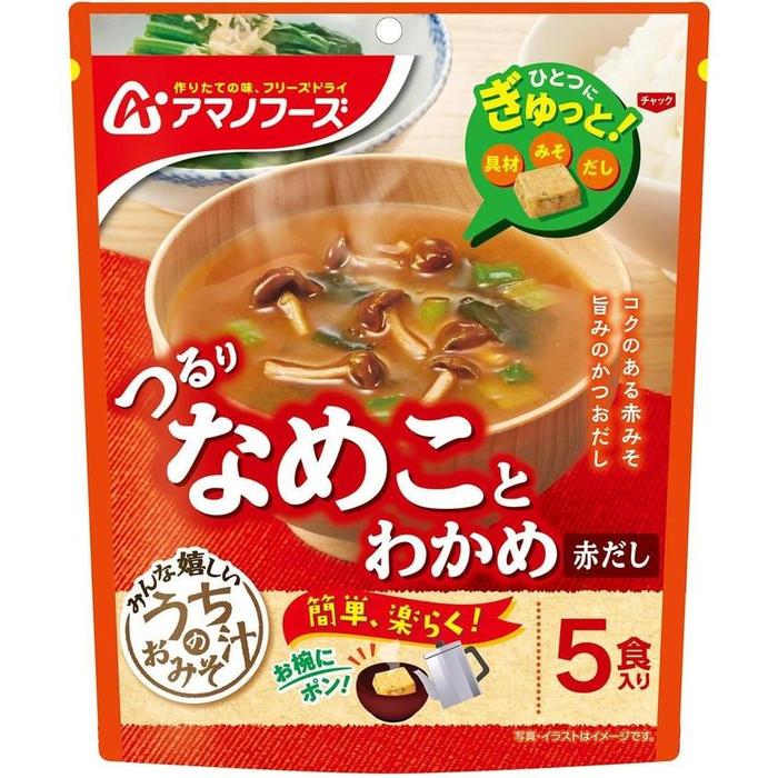 Amano Foods Freeze-Dried Nameko & Wakame Miso Soup – Red Dashi Flavor 28.5g