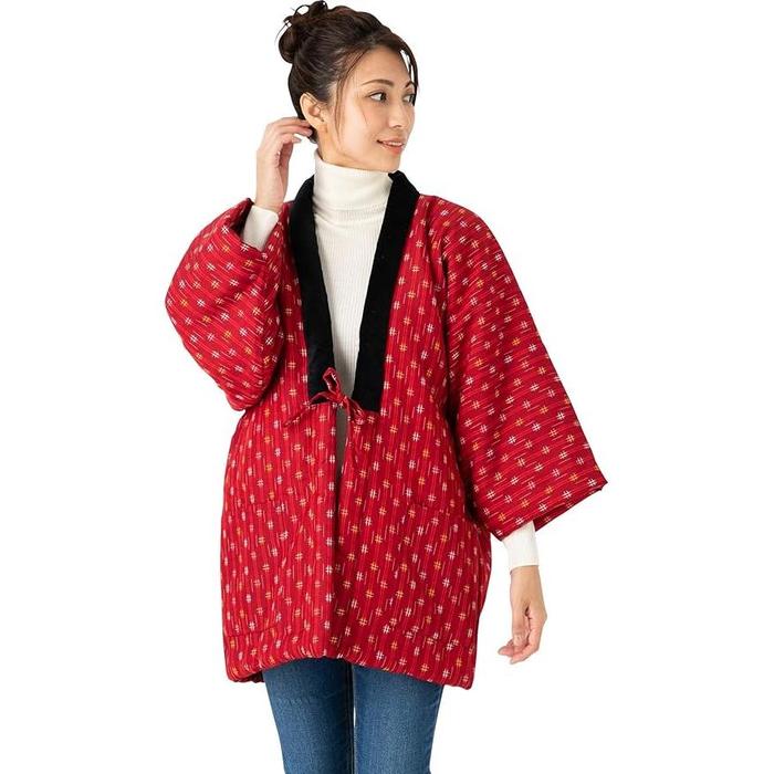 Women’s Kurume Hanten | Handmade Padded Slip-On Robe | Traditional Japanese Indoor Jacket