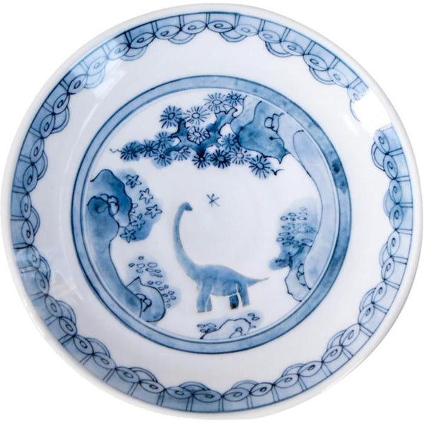 Awasaka “Edokko Dinosaur” Ryū Sansui Small Plate – 16 cm Japanese Ceramic