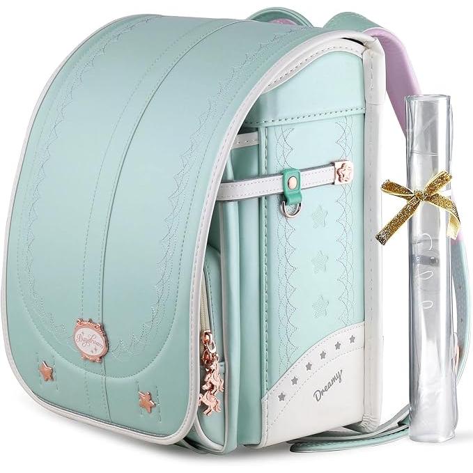 Mochila Escolar Randoseru Coulomb Unicorn Japonesa para Niñas – Acabado Perla, Compatible con A4