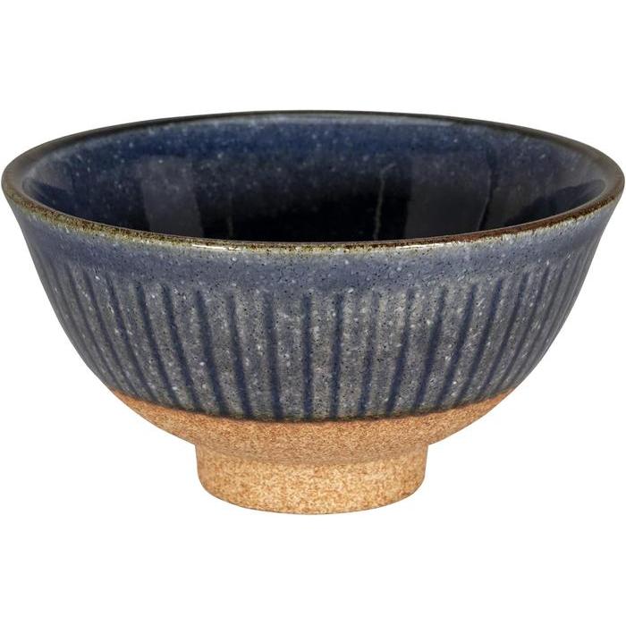 Tatara Mino Ware Rice Bowl – Navy Blue Large Shaved Design