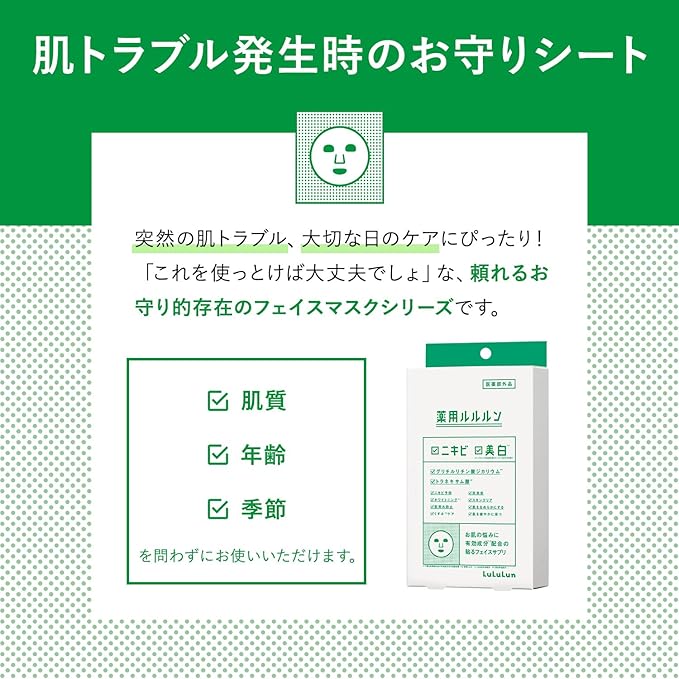 [Quasi-drug] LuLuLun Medicated Whitening Acne Face Mask – 1 Mask x 4 Packs [Alcohol-Free]