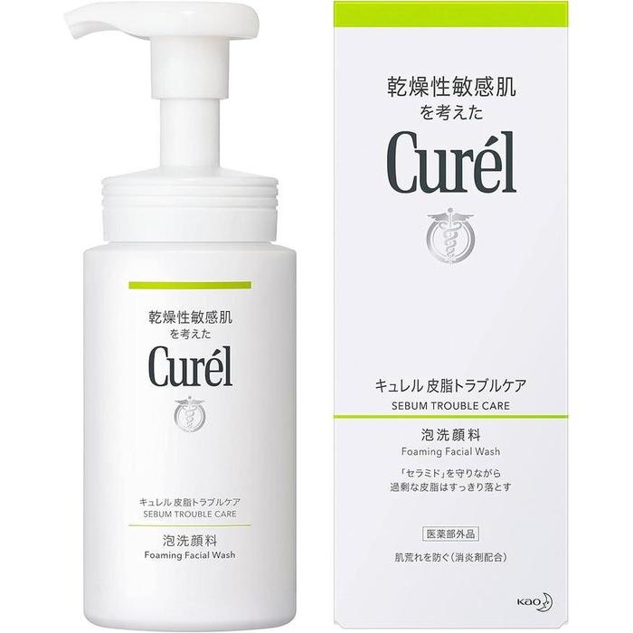 Curél Sebum Trouble Care Foaming Facial Wash – Sensitive Skin, Oil Control Ceramide Care Cleanser, 150ml (No Alcohol)