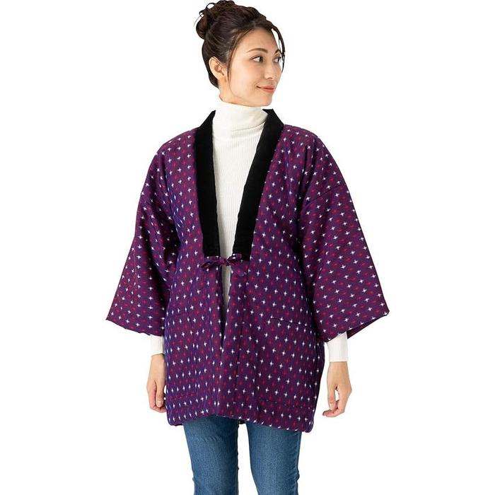 Women’s Kurume Hanten | Handmade Padded Slip-On Robe | Traditional Japanese Indoor Jacket