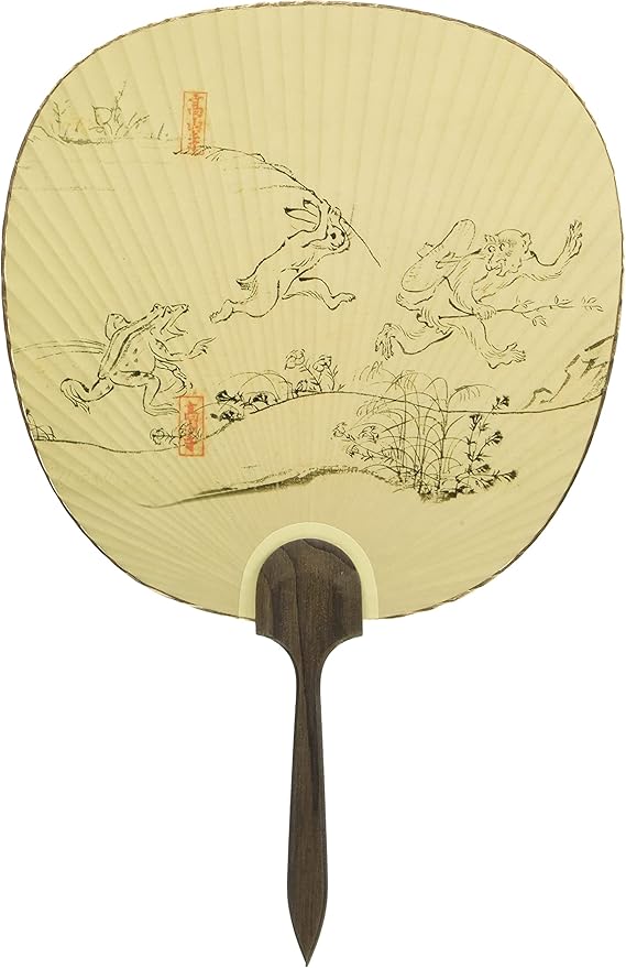 Japanese Art Uchiwa Fan – Fujin & Raijin / Chōjū-giga Traditional Fan