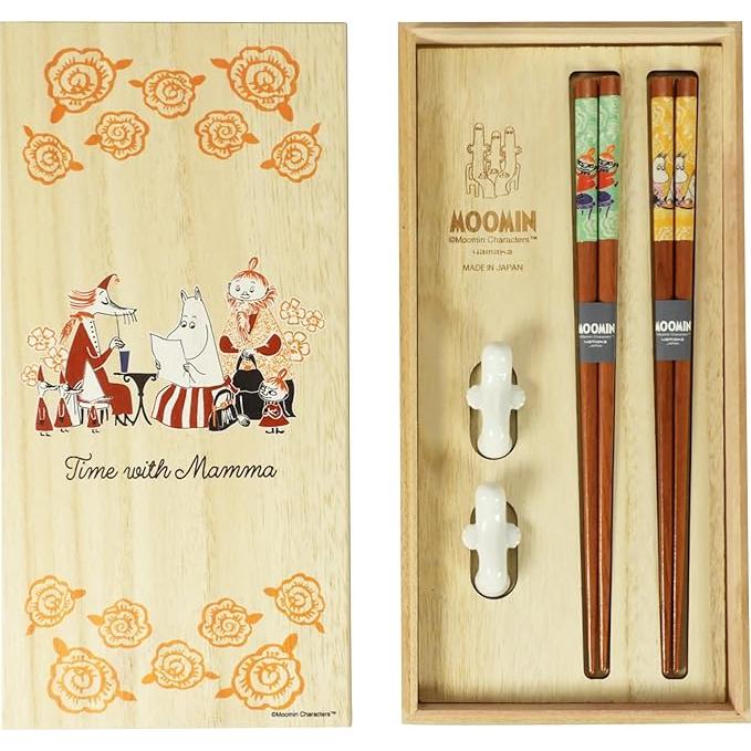 Moomin Chopstick Gift Set with Chopstick Rests in Wooden Box
