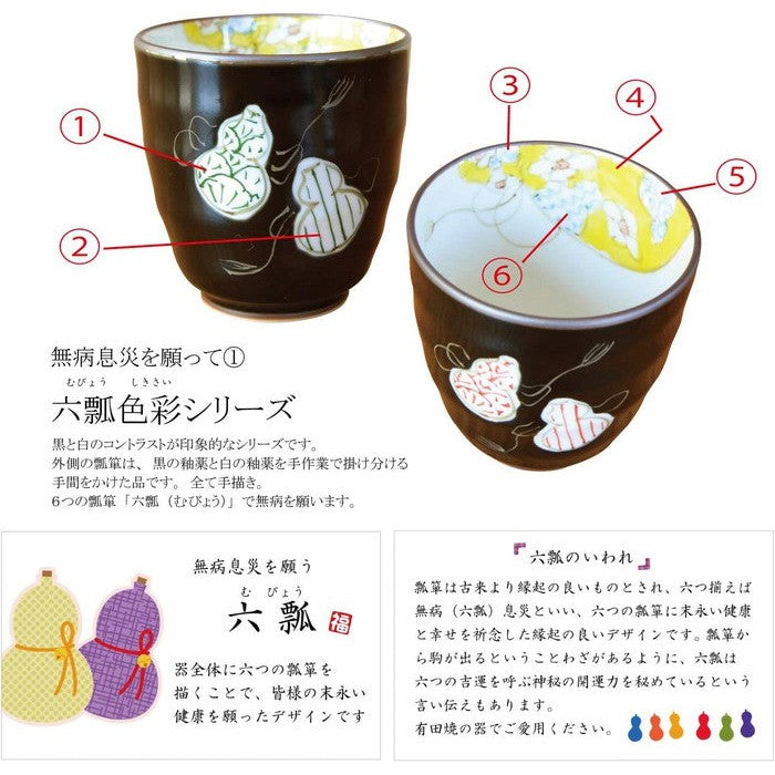 Yunomi Teacup Set, Mu-byō Sokusai Six Gourds Design