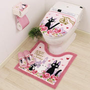 Kiki’s Delivery Service Jiji Toilet Mat – Antibacterial Acrylic, Non-Slip, Ghibli Bathroom Collection (Pink, 60 × 60 cm)