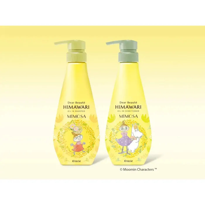 LIMITED MOOMIN EDITION! Dear Beaute HIMAWARI Mimosa Scent Oil-In Shampoo and Conditioner Set(With Alcohol)