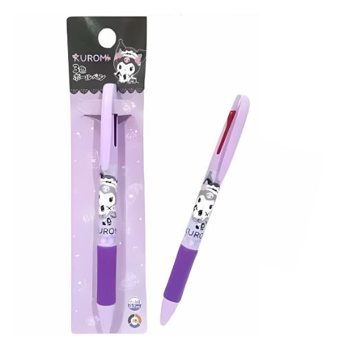 Sanrio Three-Color Ballpoint Pen, Kuromi, 0.7mm, Maid Design