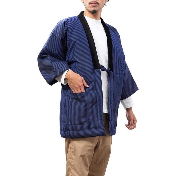 Wata no Sato Men’s Kurume Hanten – Handmade in Japan | Short Winter Coat | Cotton-Filled Traditional Jacket