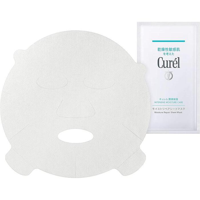 Curél Moisture Repair Sheet Mask – Intensive Hydrating & Skin-Soothing Sheet Mask, 4 Sheets (27ml Each) (No Alcohol)