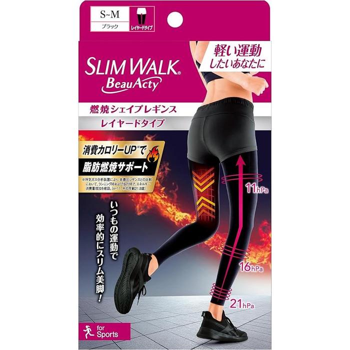 Slim Walk Beau Acty Burning Shape Sports Leggings – Black (S–M / M–L)