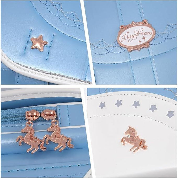 Mochila Escolar Randoseru Coulomb Unicorn Japonesa para Niñas – Acabado Perla, Compatible con A4