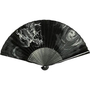 Dragon-Themed Men’s Fan – Premium Cotton Fabric, Japanese Cloud and Dragon Motif, 23cm, L-Size with Matching Linen Case