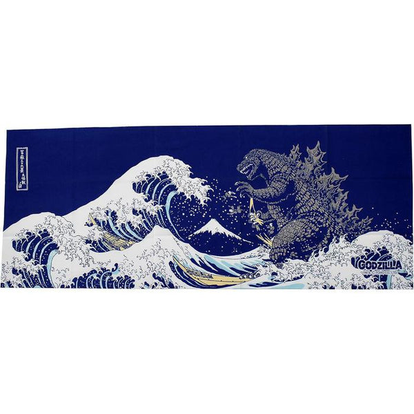 Fourcourt Godzilla Print Tenugui Towel – Mount Fuji Design (Navy)