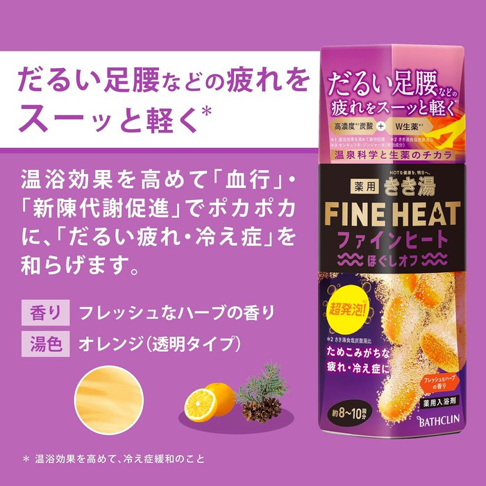 Kikiyu Fine Heat Muscle Relief - High-Concentration Carbonated Bath Additive, 400g [Quasi-Drug][No Alcohol]