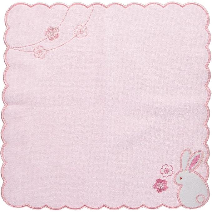 Maruzen Mini Towel – Fluffy Rabbit with Sakura, Soft Cotton 25×25cm
