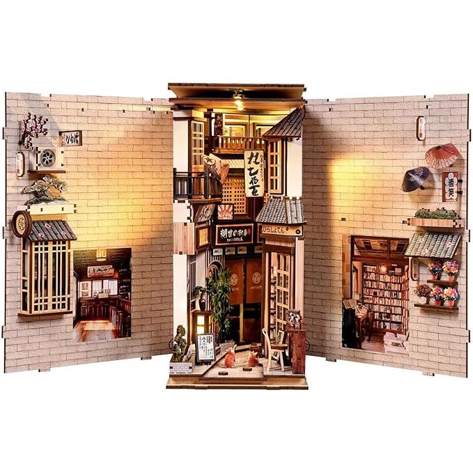 Booknook Series Miniature DIY Kit – Alley waiting for Cats | LED Light | Handmade 3D Bookshelf Diorama