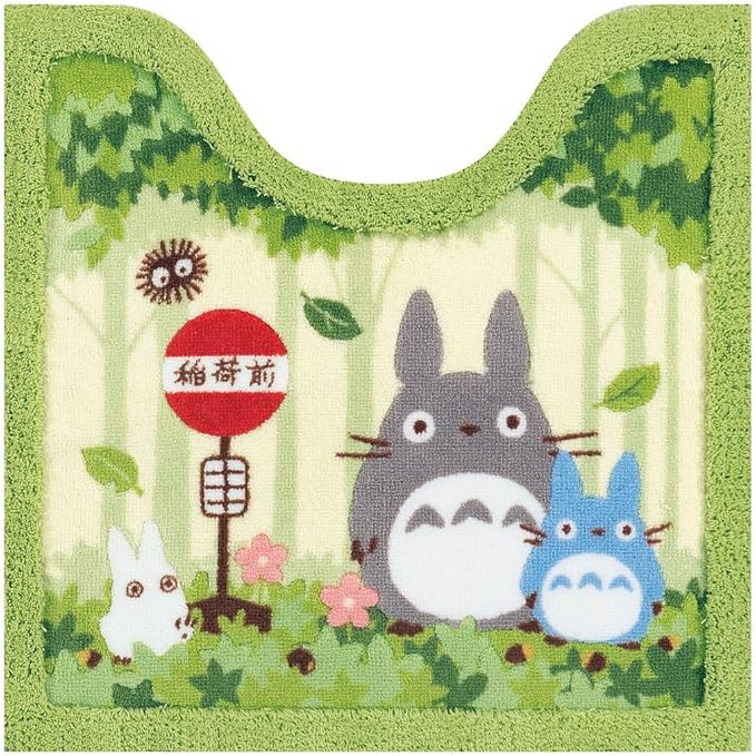 My Neighbor Totoro Toilet Mat – Antibacterial Acrylic, Non-Slip, Ghibli Bathroom Collection (Green, 60 × 60 cm)