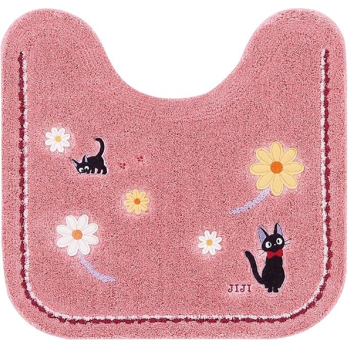 Kiki’s Delivery Service Jiji Toilet Mat – Antibacterial Acrylic, Non-Slip, Ghibli Bathroom Collection (Pink, 58 × 60 cm)
