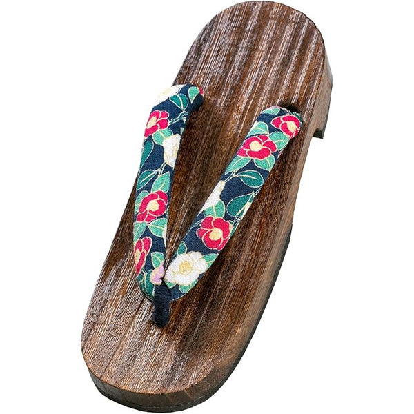 Women’s Comfort Geta Sandals – Burnt Paulownia Wood TSUBAKI FRIZE SIZE