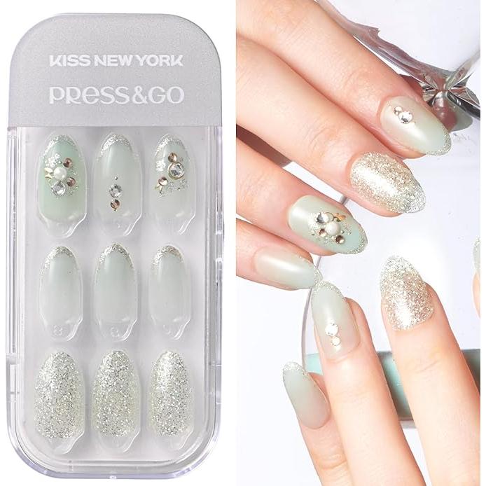 Kiss New York Official Store, 30 Pieces Nail Tips, Easy to Apply, One-Touch Installation, Press & Go Elegant (MPG)