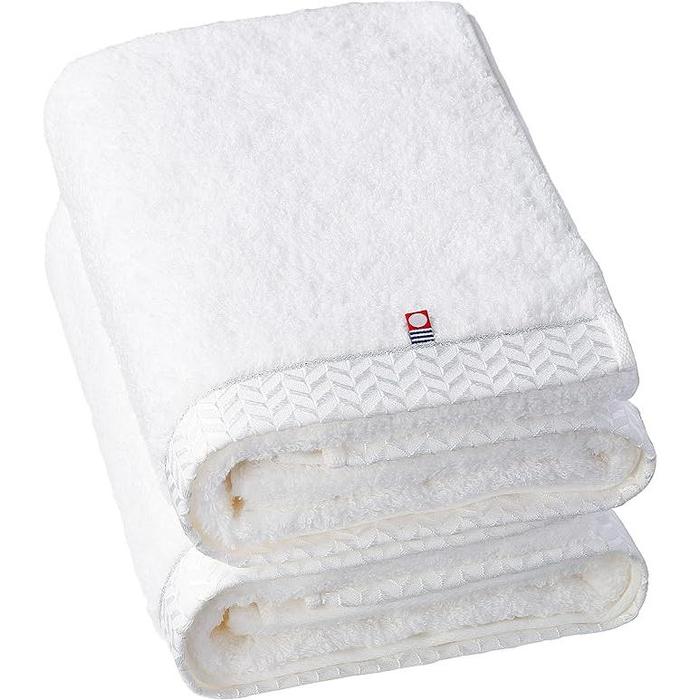 Imabari Towel Bath Towel Set – Premium High-Quality Long Pile Softly Twisted Yarn 2-Piece Set, 100% Cotton, White