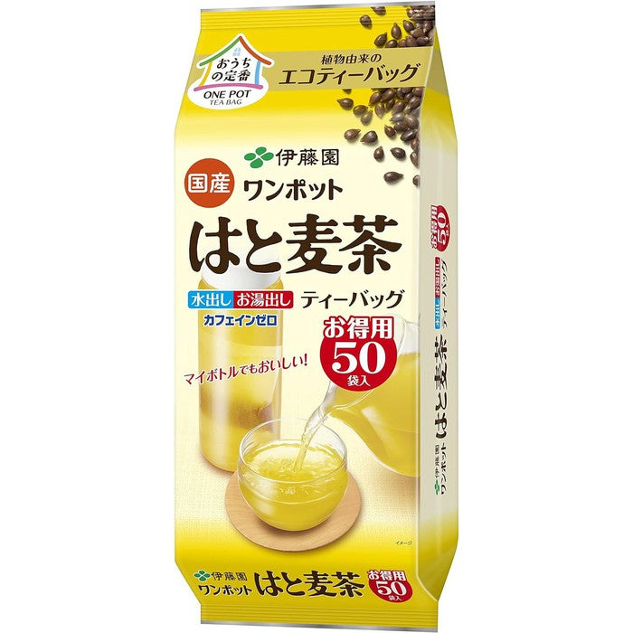 Ito En One Pot Barley Tea (Hatomugi Mugi-cha) – Caffeine-Free Eco Tea Bags 50pcs (4g each)