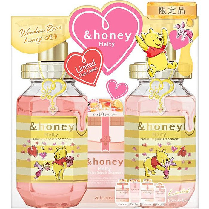 &Honey Melty Moisture Repair Set (Winnie the Pooh Edition)- Moisturizing Hair Set with Honey and Marigold Extract for All Hair Types 440ml/445ml [With Alcohol]