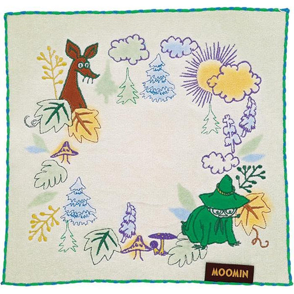 Marushin MOOMIN Handkerchief – “Field Wreath” – Organic Cotton – Fully Embroidered