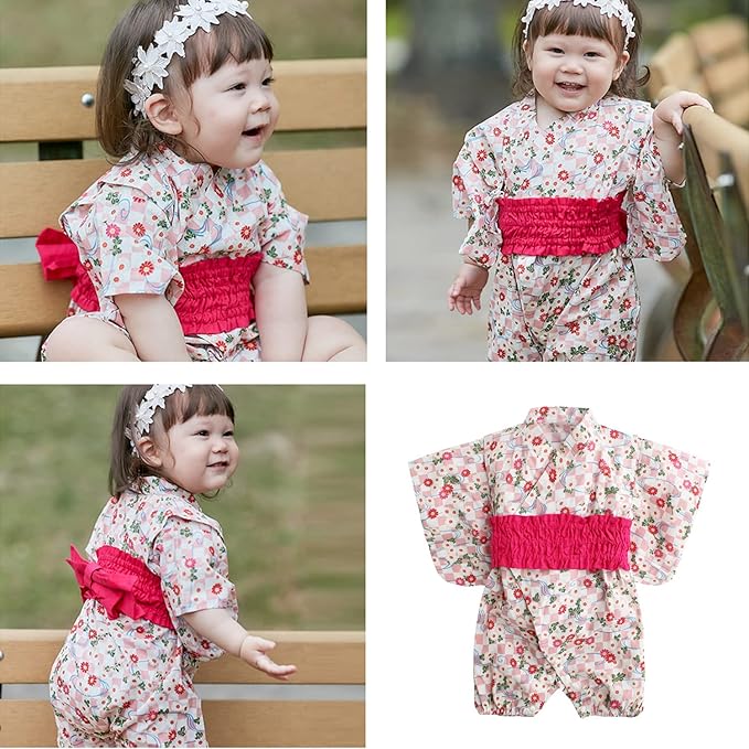 KISBINI Baby Kimono Romper – Yukata Style Summer Outfit for Boys & Girls