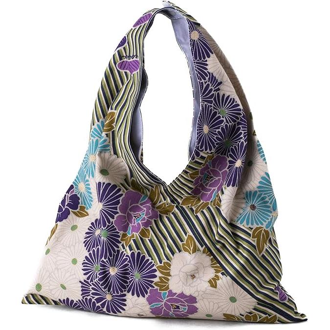 Japanese Furoshiki Bag (Higashi Bukuro/Retro Flower) – 100% Cotton Eco-Friendly Tote (COLOR CHOOSE)