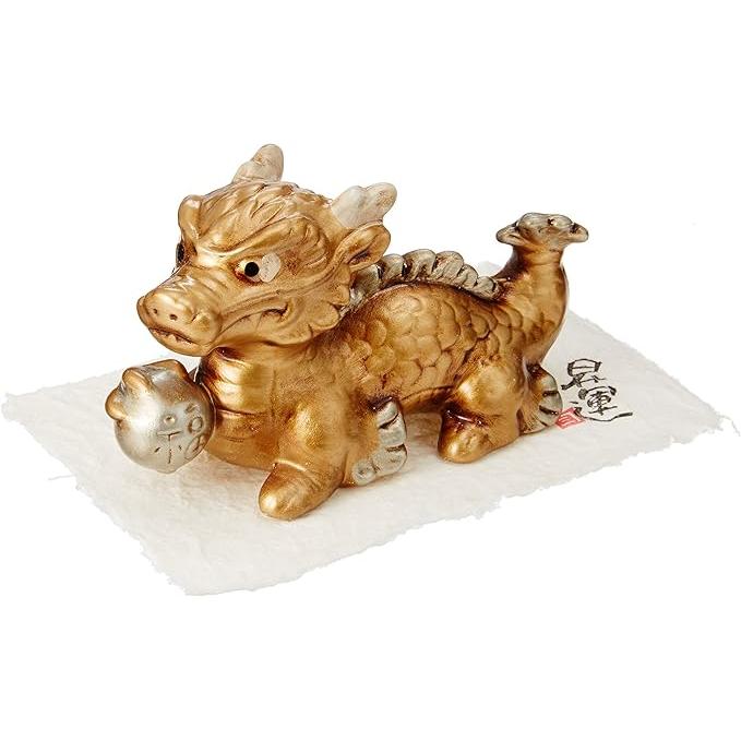 Ale-net Kaiun Kinryu Dragon Figurine – Seto Ware | Japanese Ceramic Lucky Dragon Statue (13.5 cm)