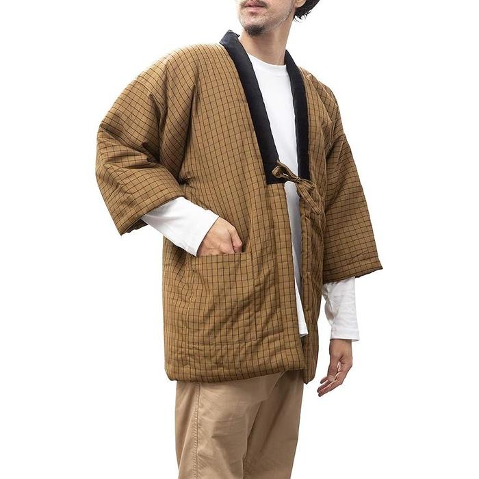 Wata no Sato Men’s Kurume Hanten – Handmade in Japan | Short Winter Coat | Cotton-Filled Traditional Jacket