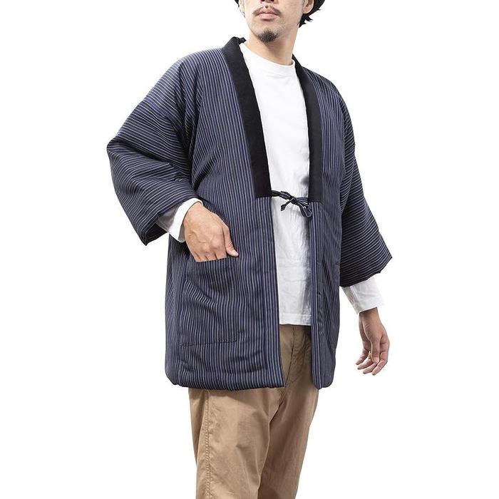 Wata no Sato Men’s Kurume Hanten – Handmade in Japan | Short Winter Coat | Cotton-Filled Traditional Jacket