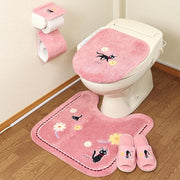 Kiki’s Delivery Service Jiji Toilet Mat – Antibacterial Acrylic, Non-Slip, Ghibli Bathroom Collection (Pink, 58 × 60 cm)