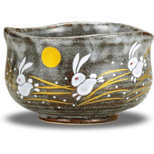 Kutani Ware Matcha Bowl – Hane Usagi Rabbit Design | Handcrafted Japanese Tea Bowl in Wooden Gift Box