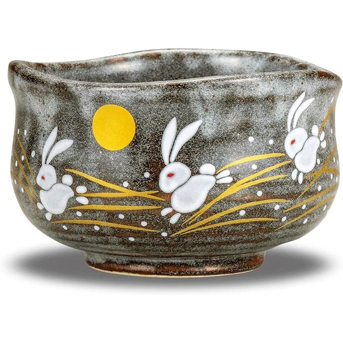 Kutani Ware Matcha Bowl – Hane Usagi Rabbit Design | Handcrafted Japanese Tea Bowl in Wooden Gift Box