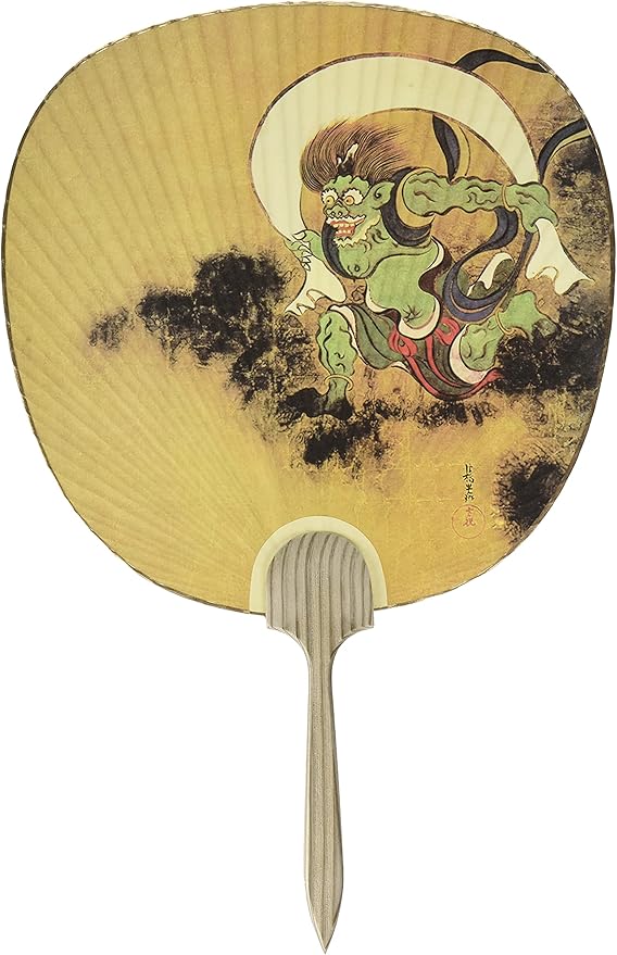 Japanese Art Uchiwa Fan – Fujin & Raijin / Chōjū-giga Traditional Fan