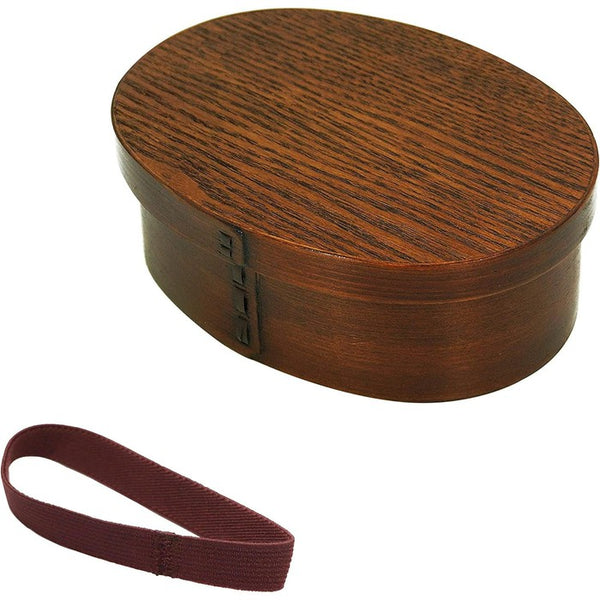 Osaka Choseido Magewappa Bento Box – Single Tier Oval Bento with Divide Brown Band Included