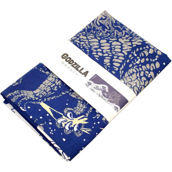 Fourcourt Godzilla Print Tenugui Towel – Mount Fuji Design (Navy)