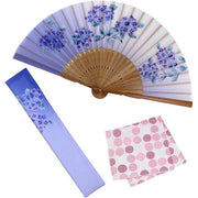 Osaka Choseido Fan Set – Elegant Hydrangea Design in Light Blue