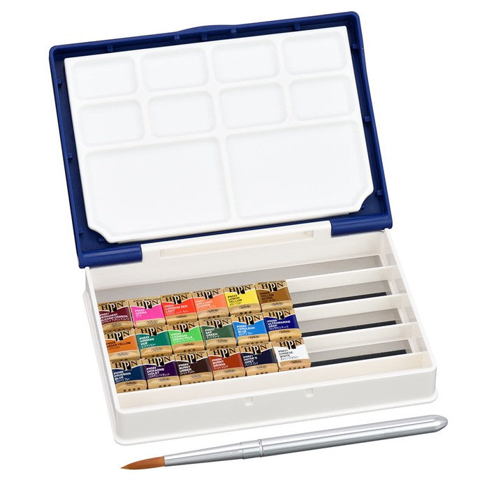 Pancolor PN694 Watercolor Set – 18 Colors Palmbox Plus with Mini Easel & Brush
