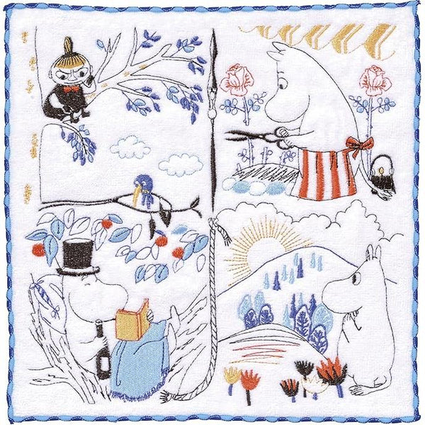 Marushin MOOMIN Handkerchief – “Lovley place” – Organic Cotton – Fully Embroidered