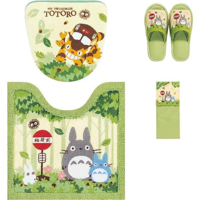 My Neighbor Totoro Toilet Mat – Antibacterial Acrylic, Non-Slip, Ghibli Bathroom Collection (Green, 60 × 60 cm)
