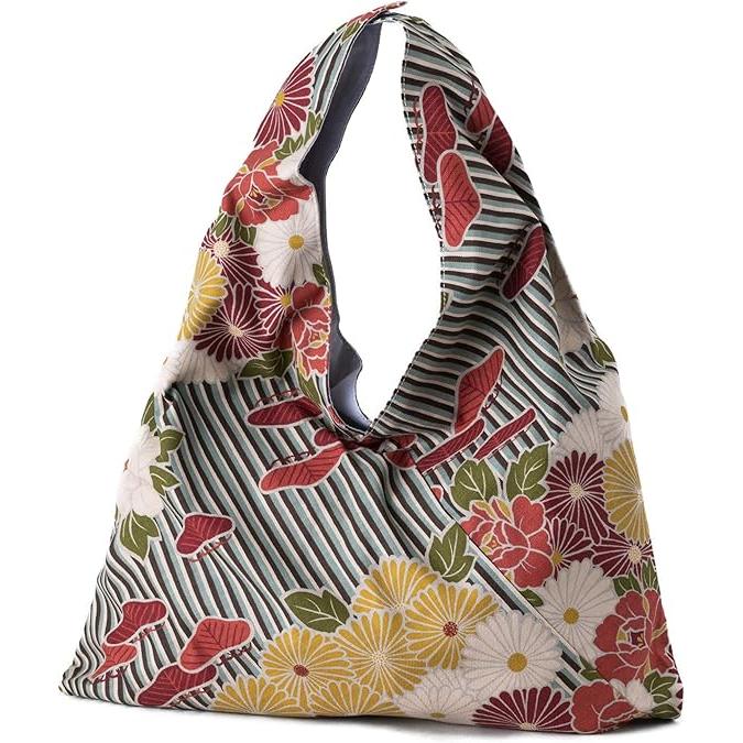 Japanese Furoshiki Bag (Higashi Bukuro/Retro Flower) – 100% Cotton Eco-Friendly Tote (COLOR CHOOSE)