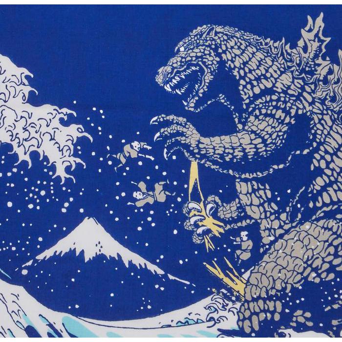 Fourcourt Godzilla Print Tenugui Towel – Mount Fuji Design (Navy)