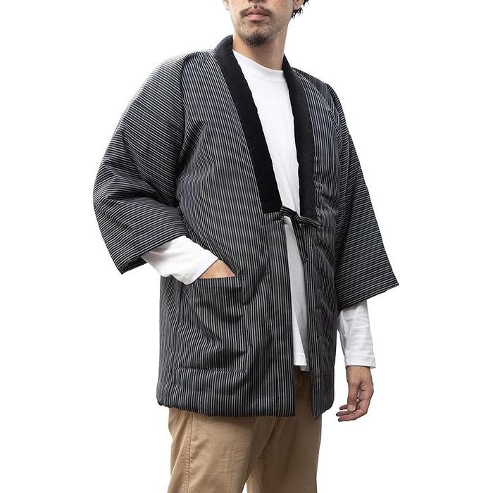 Wata no Sato Men’s Kurume Hanten – Handmade in Japan | Short Winter Coat | Cotton-Filled Traditional Jacket