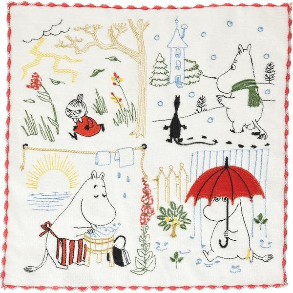 Marushin MOOMIN Handkerchief – “the weather” – Organic Cotton – Fully Embroidered